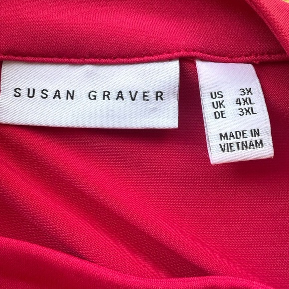 Susan Graver Liquid knit top Fuscia Pink 3X 3/4 Sleeve women’s - Picture 4 of 6